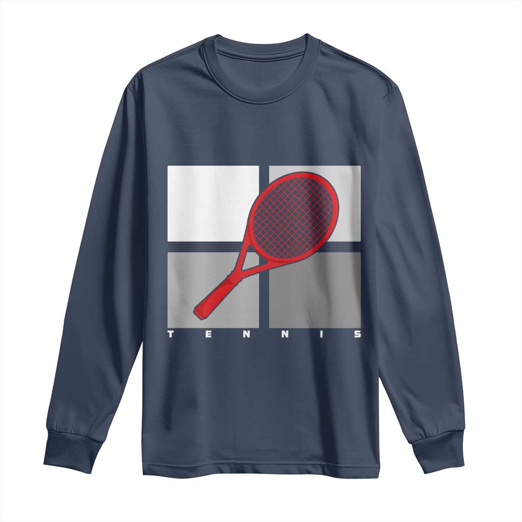 Tennis Obsession Long Sleeve Shirt Vintage Sports Lover Gift TS12 Navy Print Your Wear