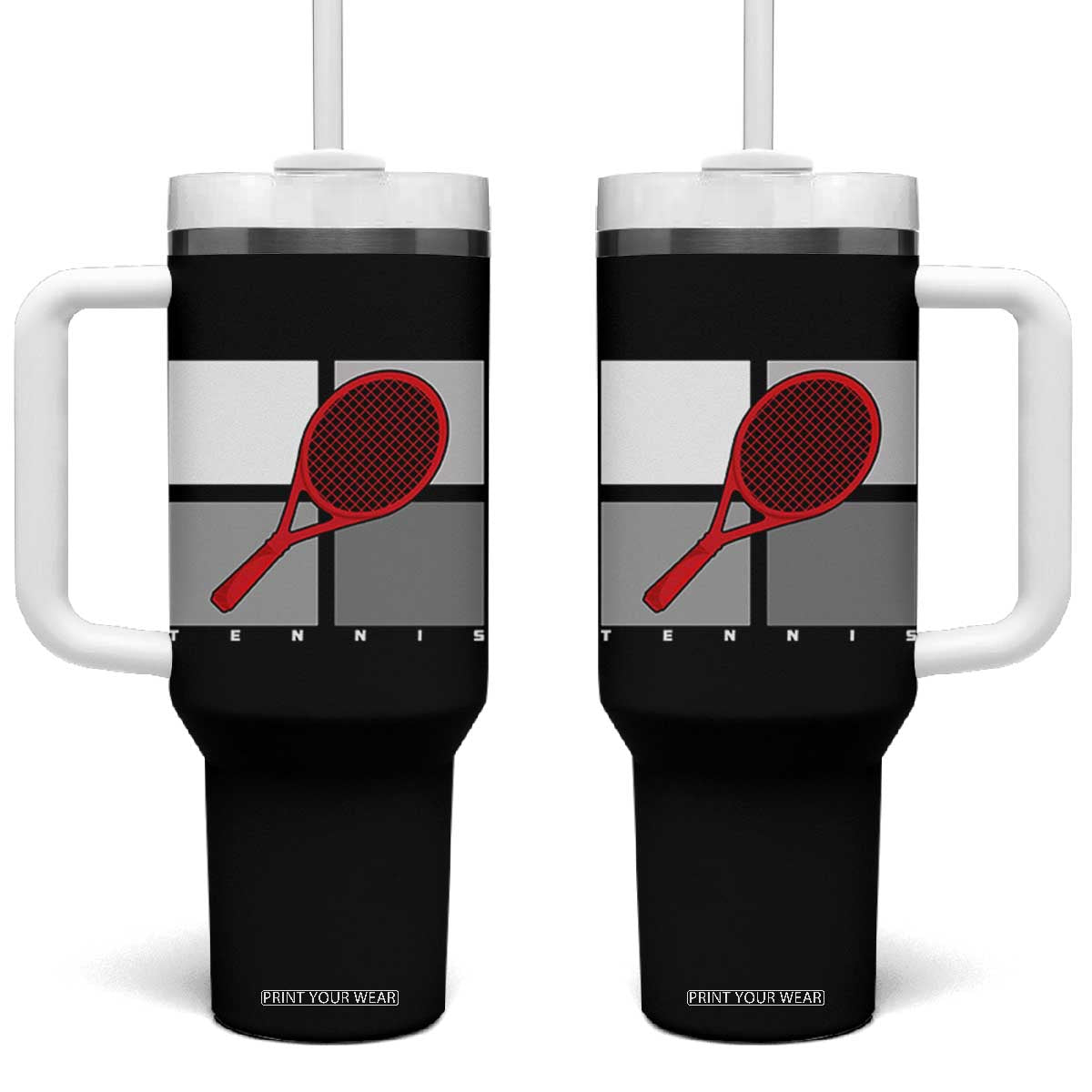 Tennis Obsession Tumbler With Handle Vintage Sports Lover Gift TS12 One Size: 40 oz Black Print Your Wear