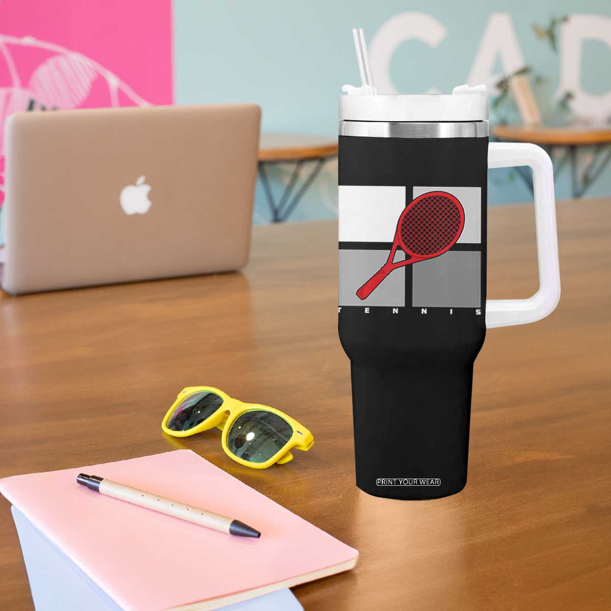 Tennis Obsession Tumbler With Handle Vintage Sports Lover Gift TS12 Print Your Wear
