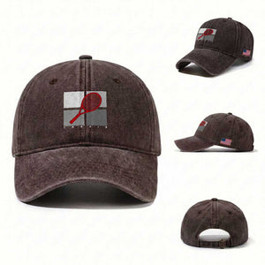 Tennis Obsession Washed Cotton Baseball Cap Vintage Sports Lover Gift TS12 Washed Cap Universal Fit Dark Brown Print Your Wear