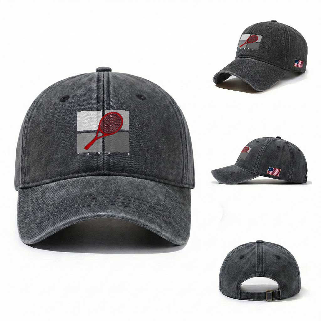 Tennis Obsession Washed Cotton Baseball Cap Vintage Sports Lover Gift TS12 Washed Cap Universal Fit Dark Gray Print Your Wear