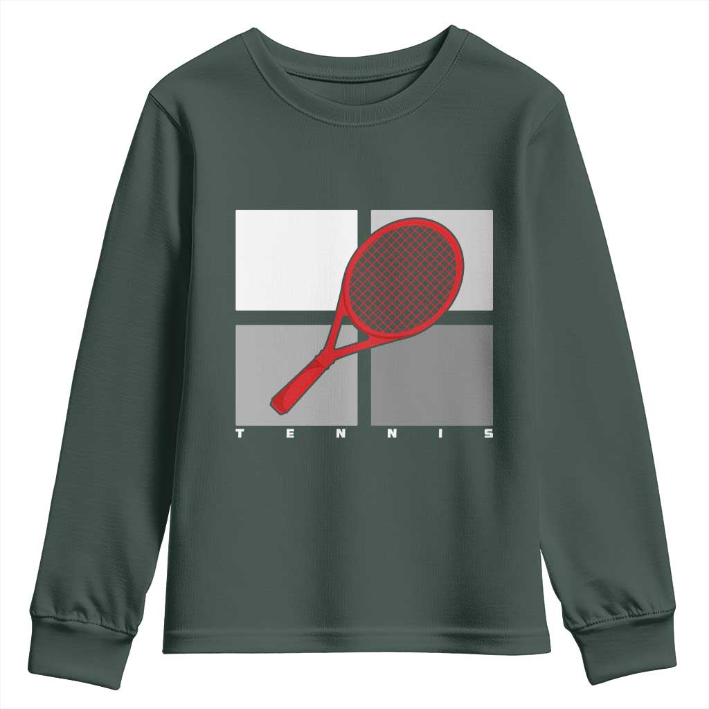 Tennis Obsession Youth Sweatshirt Vintage Sports Lover Gift TS12 Dark Forest Green Print Your Wear
