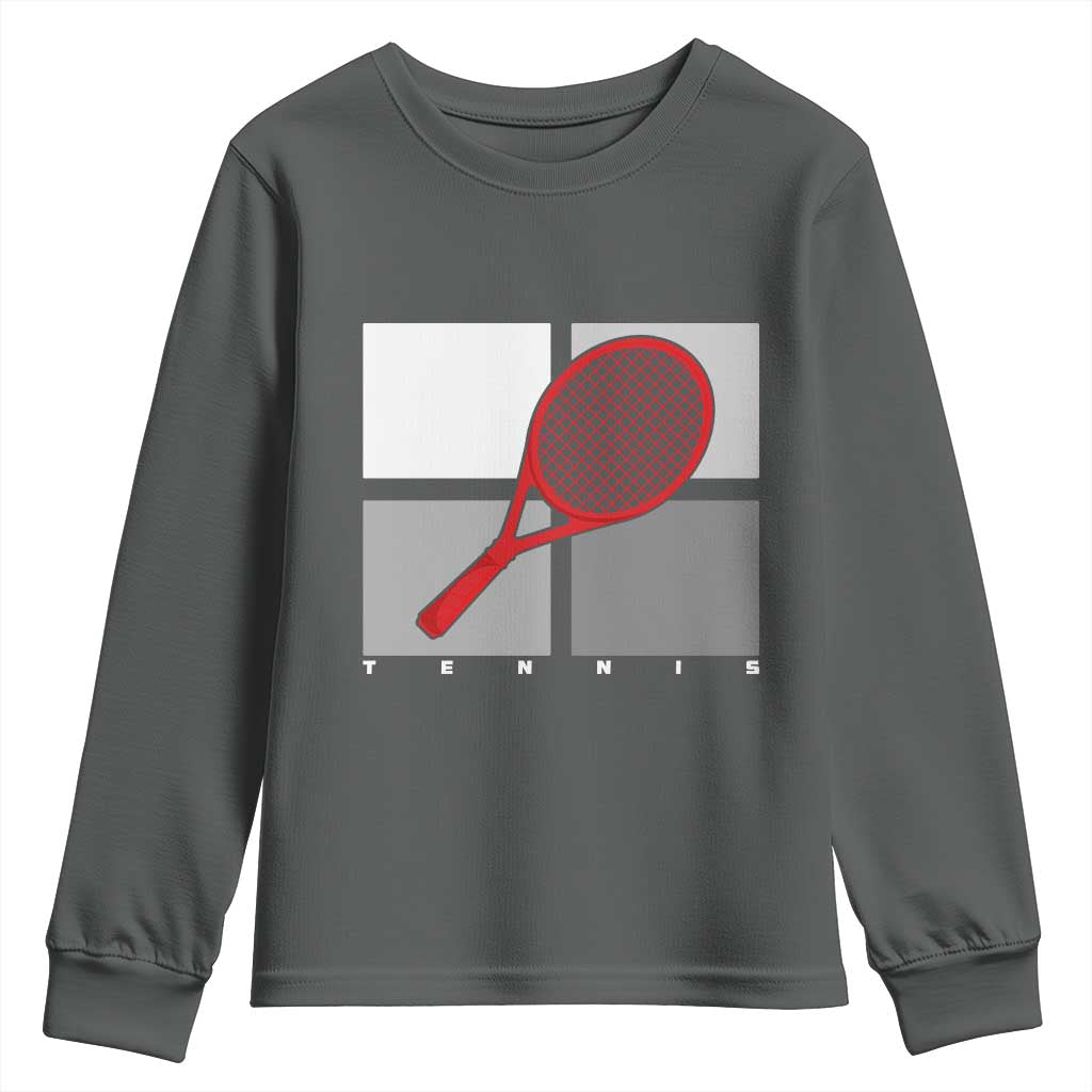 Tennis Obsession Youth Sweatshirt Vintage Sports Lover Gift TS12 Dark Heather Print Your Wear