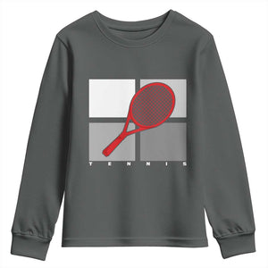 Tennis Obsession Youth Sweatshirt Vintage Sports Lover Gift TS12 Dark Heather Print Your Wear
