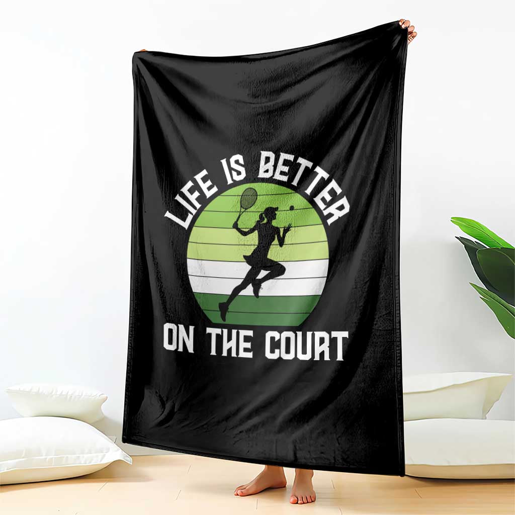 Life Is Better On The Court Throw Blanket Vintage Retro Tennis Girl Gift TS12 Print Your Wear
