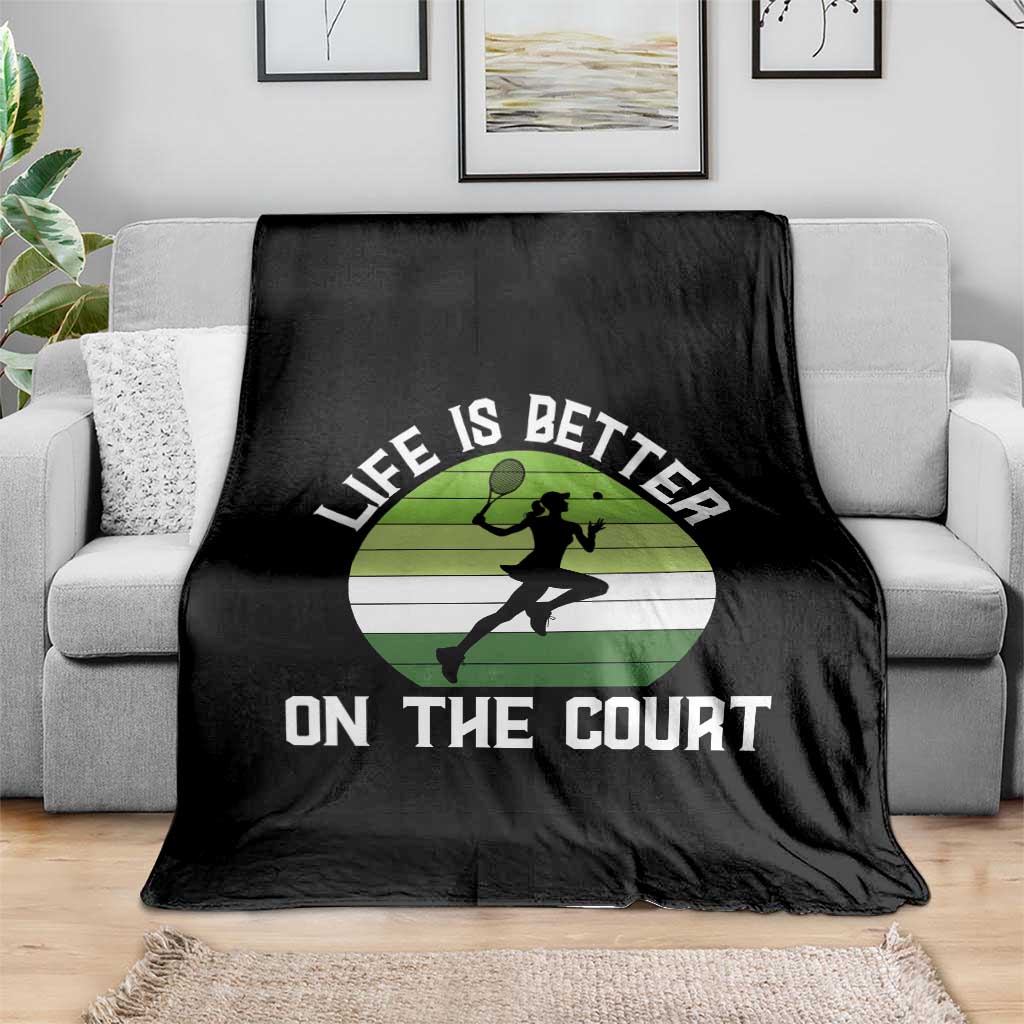 Life Is Better On The Court Throw Blanket Vintage Retro Tennis Girl Gift TS12 Print Your Wear