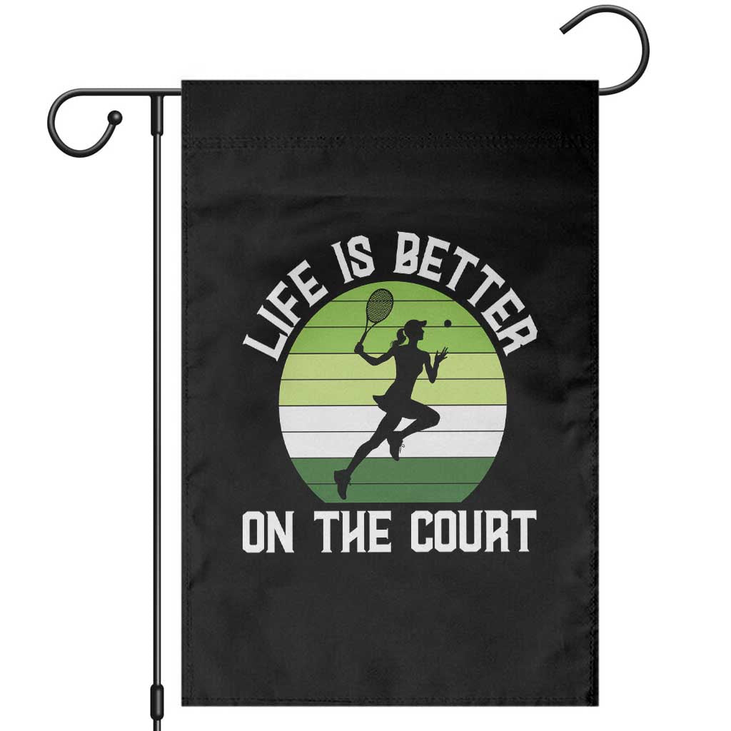 Life Is Better On The Court Garden Flag Vintage Retro Tennis Girl Gift TS12 Black Print Your Wear