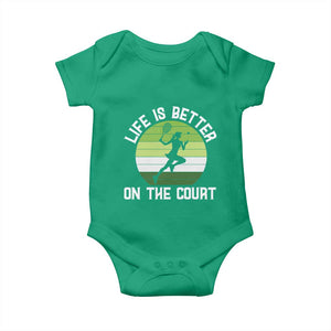 Life Is Better On The Court Baby Onesie Vintage Retro Tennis Girl Gift TS12 Irish Green Print Your Wear