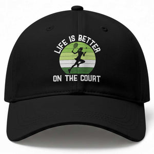 Life Is Better On The Court Baseball Cap Vintage Retro Tennis Girl Gift TS12 Print Your Wear