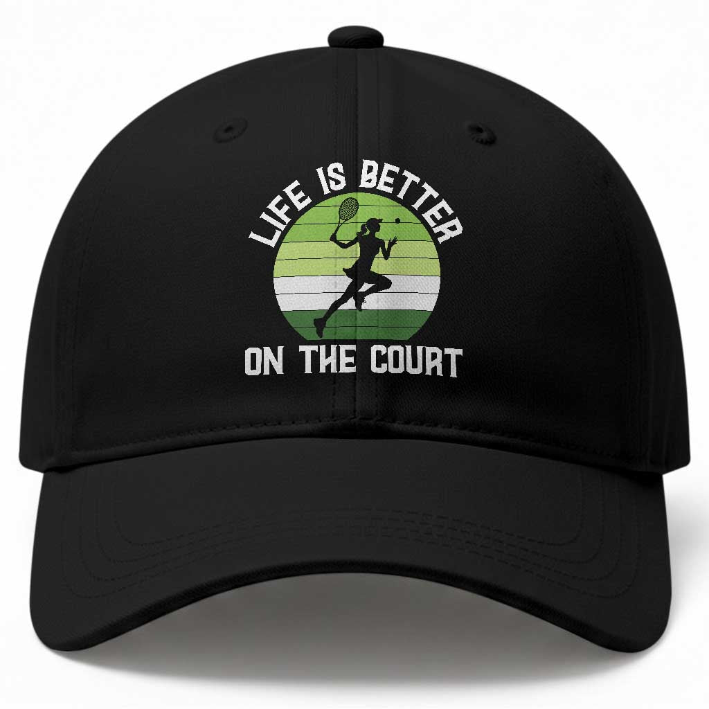 Life Is Better On The Court Baseball Cap Vintage Retro Tennis Girl Gift TS12 Print Your Wear