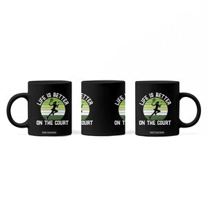 Life Is Better On The Court Coffee Mug Vintage Retro Tennis Girl Gift TS12 Print Your Wear