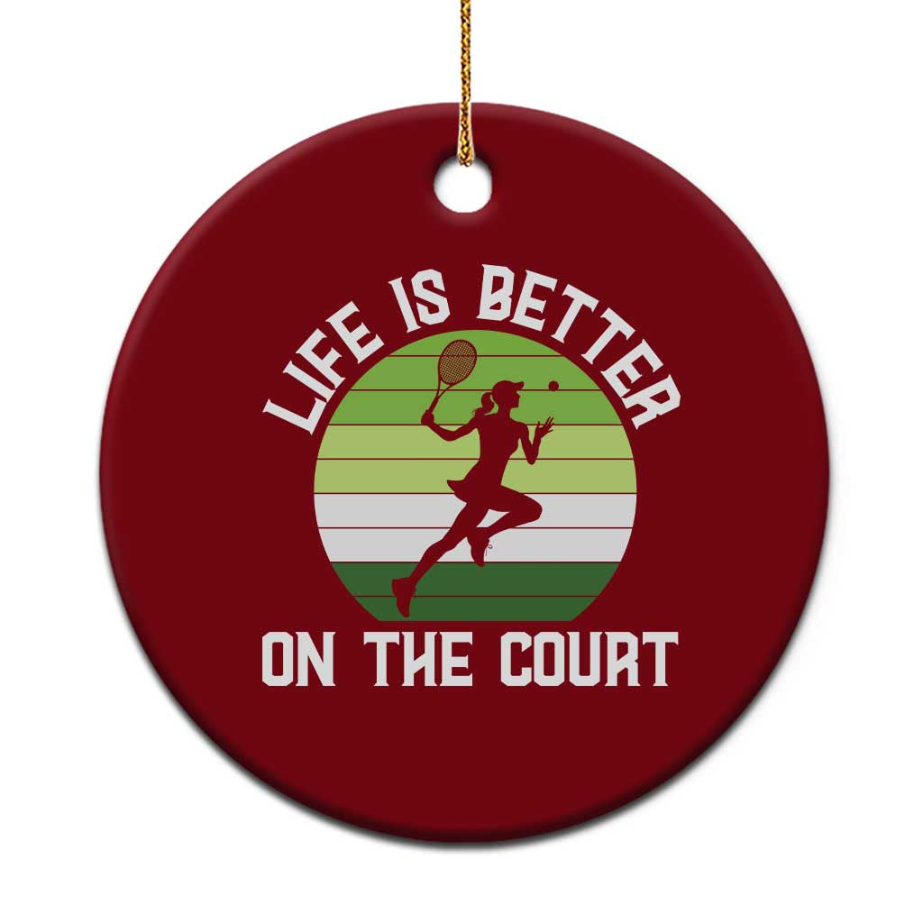 Life Is Better On The Court Ceramic Ornament Vintage Retro Tennis Girl Gift TS12 1pc Red Print Your Wear