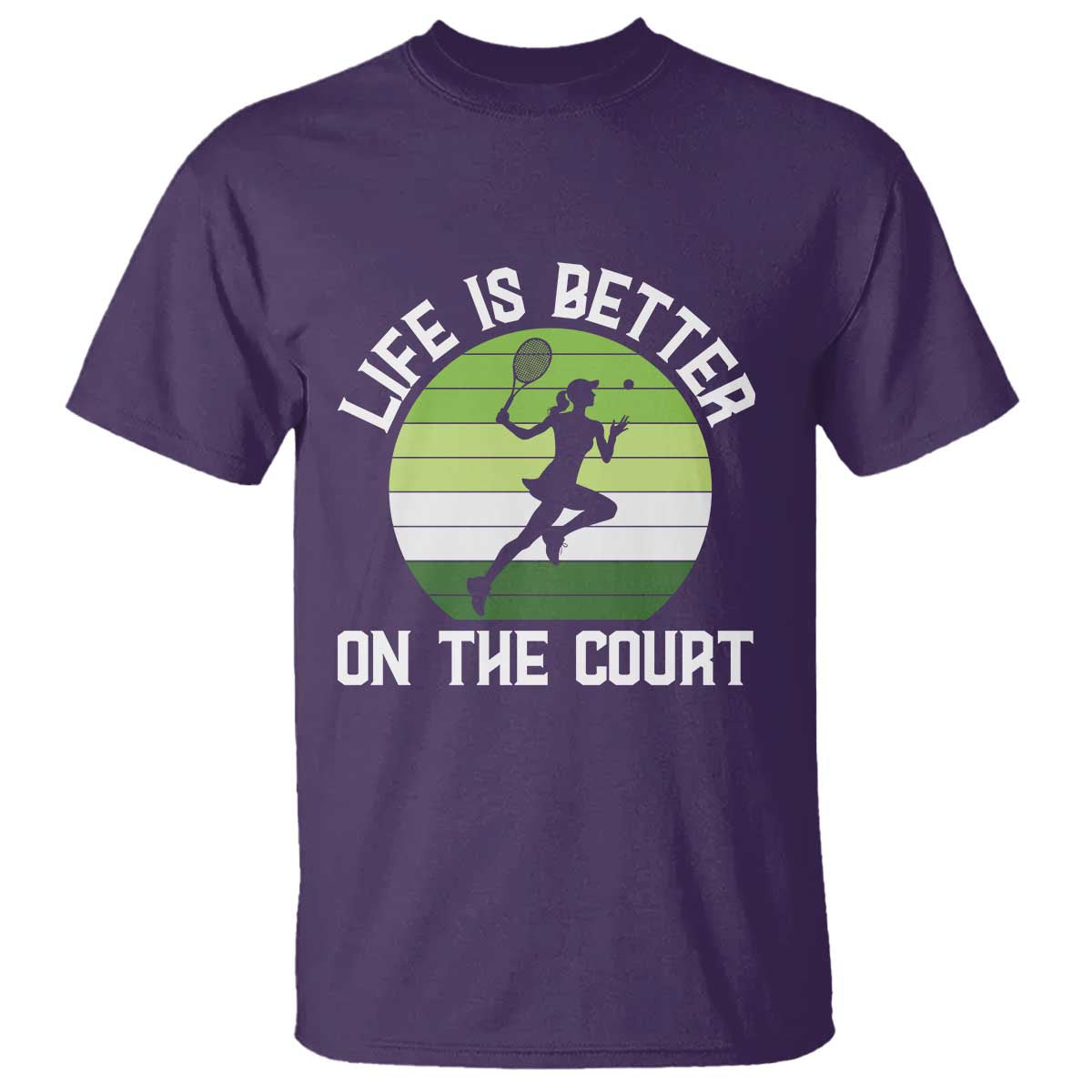 Life Is Better On The Court T Shirt Vintage Retro Tennis Girl Gift TS12 Purple Print Your Wear