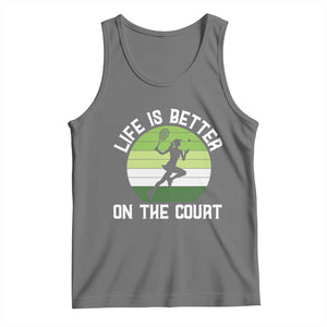 Life Is Better On The Court Tank Top Vintage Retro Tennis Girl Gift TS12 Black Heather Print Your Wear