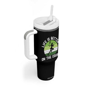 Life Is Better On The Court Tumbler With Handle Vintage Retro Tennis Girl Gift TS12 Print Your Wear