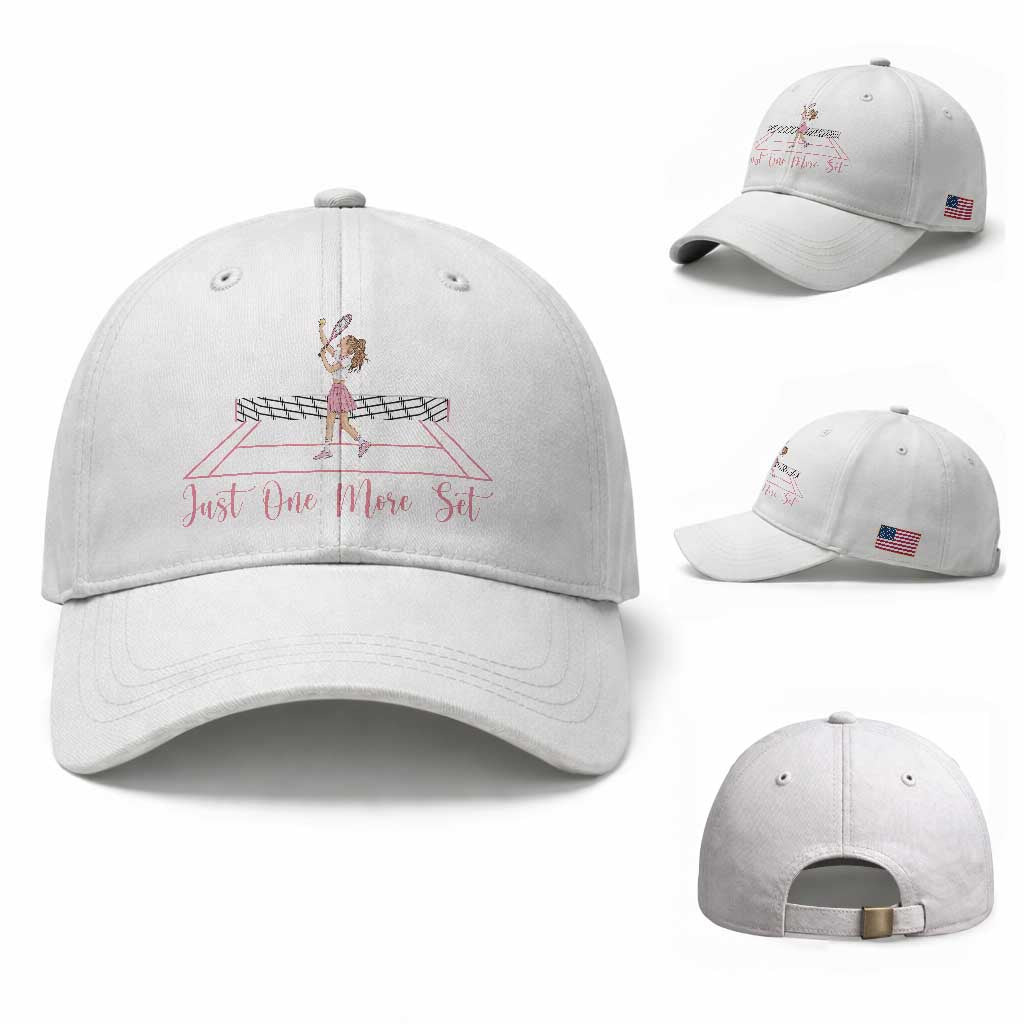 Just One More Set Baseball Cap Funny Tennis Player Gift For Women TS12 Baseball Cap Universal Fit White Print Your Wear