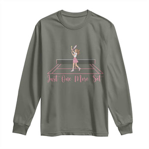 Just One More Set Long Sleeve Shirt Funny Tennis Player Gift For Women TS12 Military Green Print Your Wear