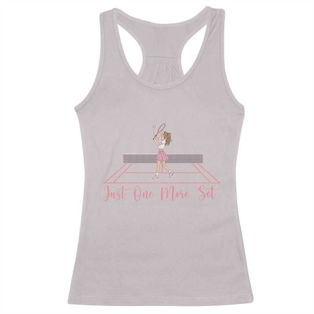 Just One More Set Racerback Tank Top Funny Tennis Player Gift For Women TS12 Ice Gray Print Your Wear