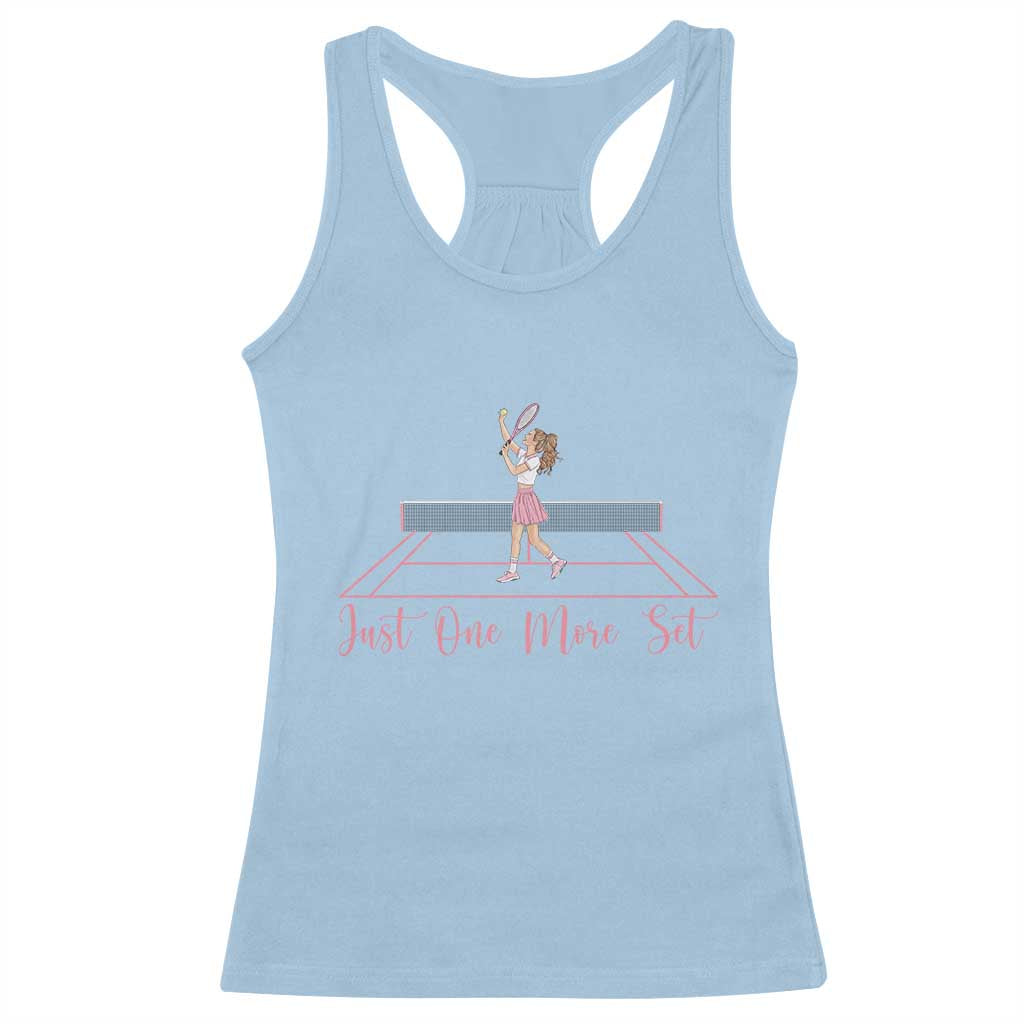 Just One More Set Racerback Tank Top Funny Tennis Player Gift For Women TS12 Light Blue Print Your Wear