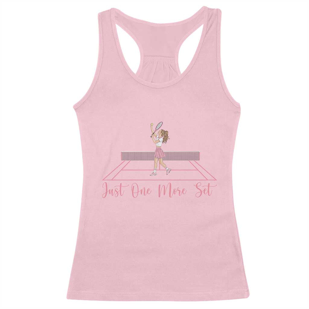 Just One More Set Racerback Tank Top Funny Tennis Player Gift For Women TS12 Light Pink Print Your Wear