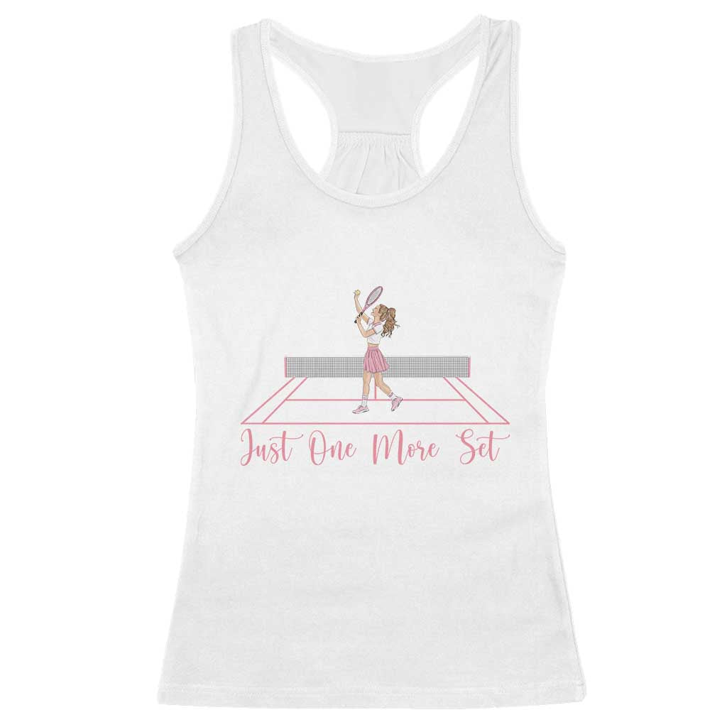 Just One More Set Racerback Tank Top Funny Tennis Player Gift For Women TS12 White Print Your Wear