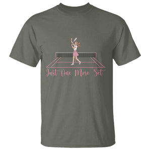 Just One More Set T Shirt Funny Tennis Player Gift For Women TS12 Military Green Print Your Wear