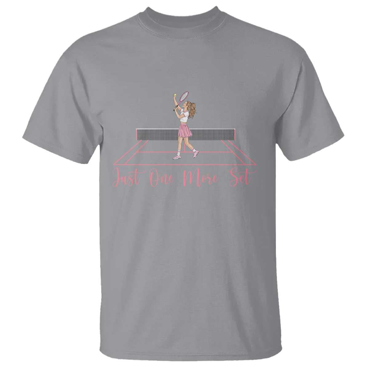 Just One More Set T Shirt Funny Tennis Player Gift For Women TS12 Sport Gray Print Your Wear