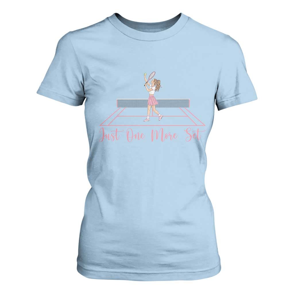 Just One More Set T Shirt For Women Funny Tennis Player Gift For Women TS12 Light Blue Print Your Wear