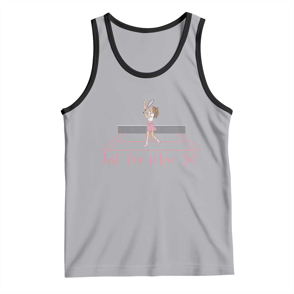 Just One More Set Tank Top Funny Tennis Player Gift For Women TS12 Athletic Heather Black Print Your Wear