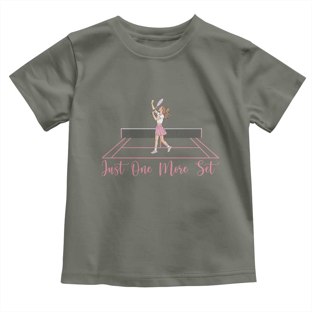 Just One More Set Toddler T Shirt Funny Tennis Player Gift For Women TS12 Military Green Print Your Wear