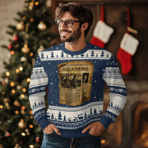 Rosa Parks Ugly Christmas Sweater Female Empowerment History Gift TS12 Navy Beige Print Your Wear