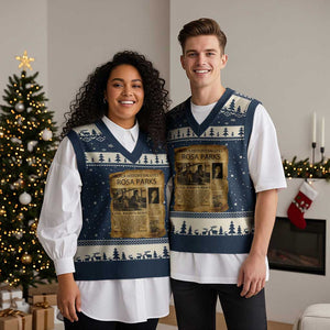 Rosa Parks V-Neck Knit Sweater Vest Female Empowerment History Gift TS12 Navy Beige Print Your Wear