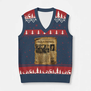 Rosa Parks V-Neck Knit Sweater Vest Female Empowerment History Gift TS12 Navy Red Print Your Wear