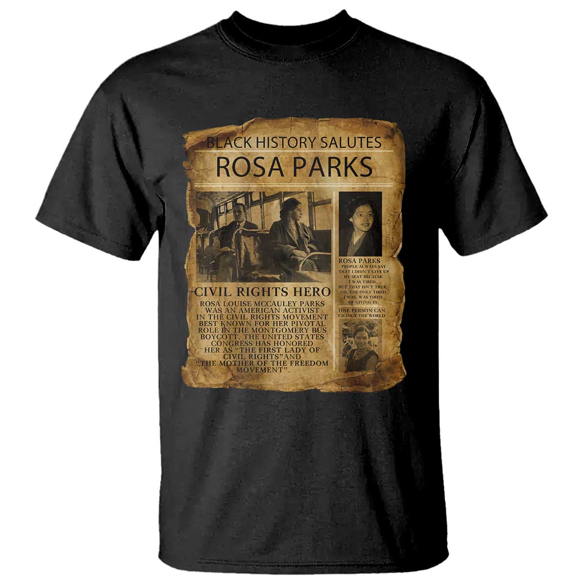 Rosa Parks T Shirt Female Empowerment History Gift TS12 Black Print Your Wear