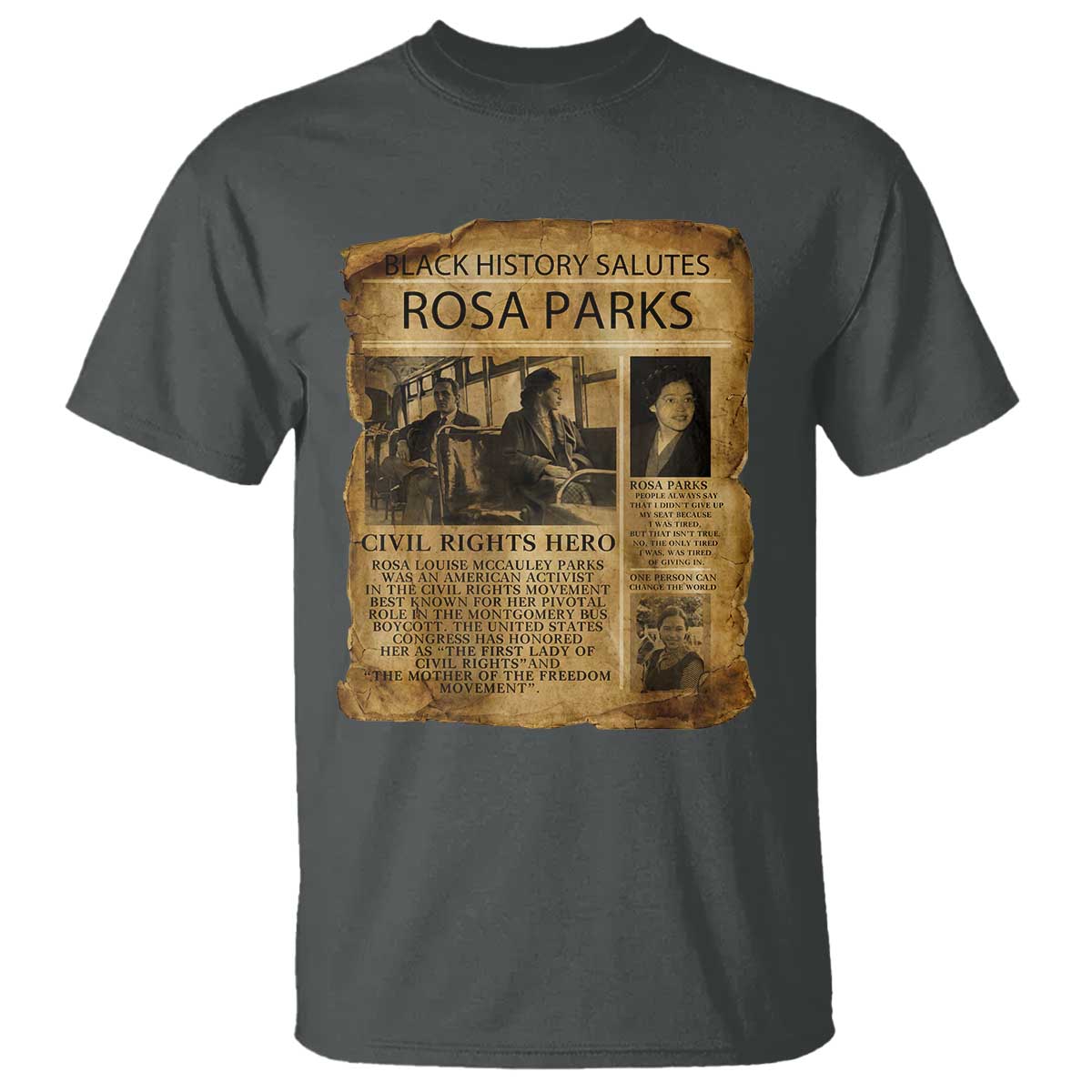 Rosa Parks T Shirt Female Empowerment History Gift TS12 Dark Heather Print Your Wear