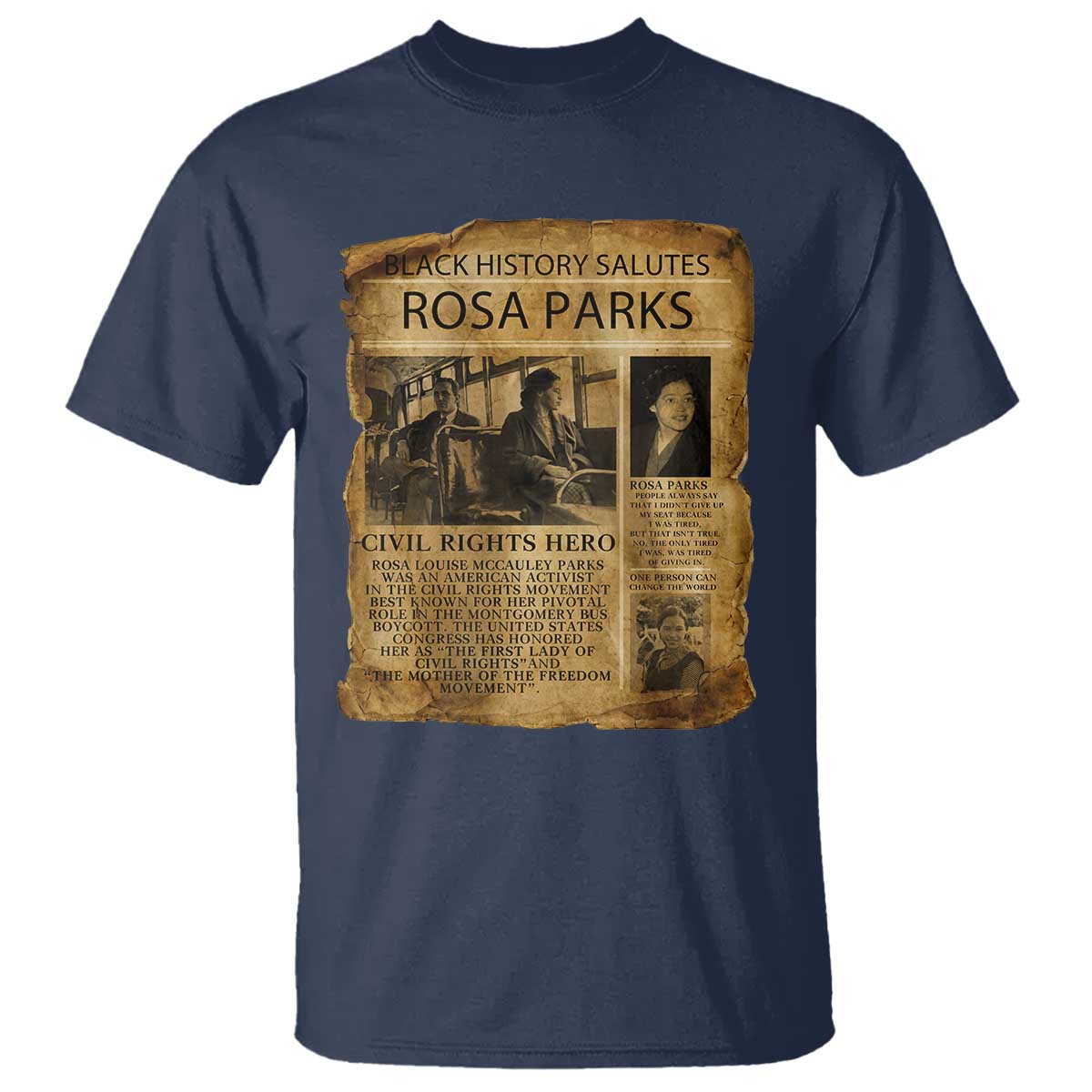 Rosa Parks T Shirt Female Empowerment History Gift TS12 Navy Print Your Wear
