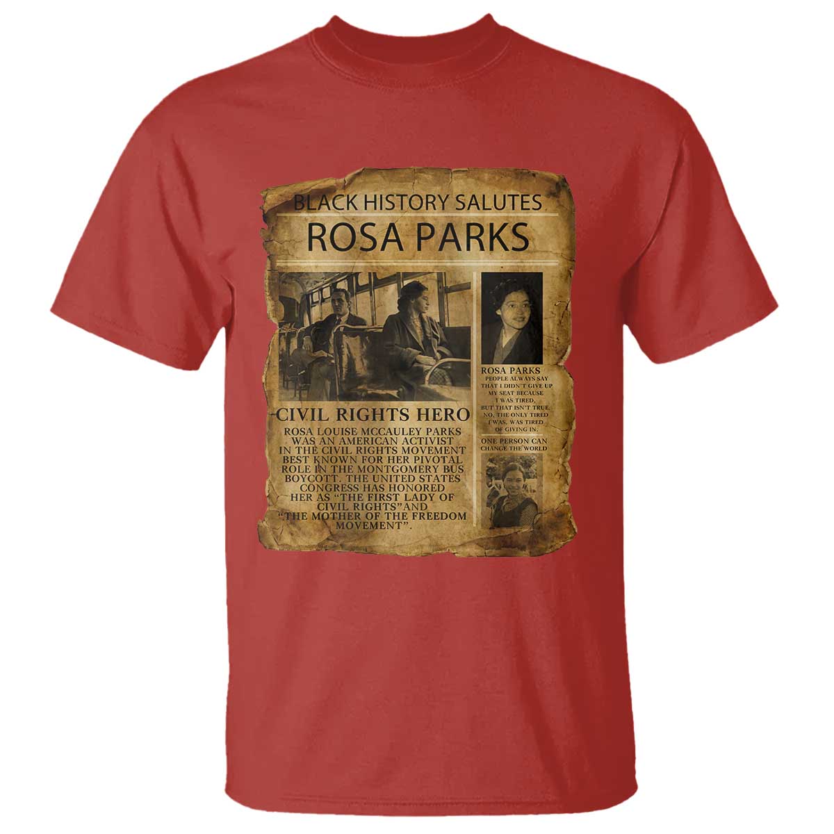 Rosa Parks T Shirt Female Empowerment History Gift TS12 Red Print Your Wear