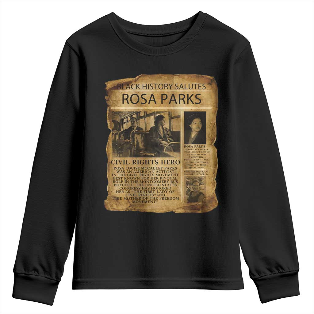 Rosa Parks Youth Sweatshirt Female Empowerment History Gift TS12 Black Print Your Wear