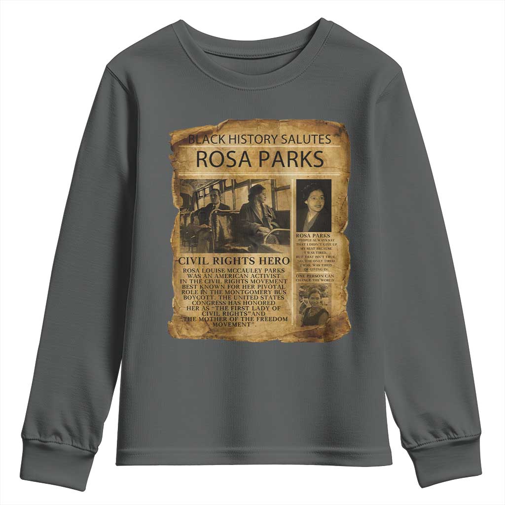 Rosa Parks Youth Sweatshirt Female Empowerment History Gift TS12 Dark Heather Print Your Wear