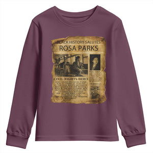 Rosa Parks Youth Sweatshirt Female Empowerment History Gift TS12 Maroon Print Your Wear