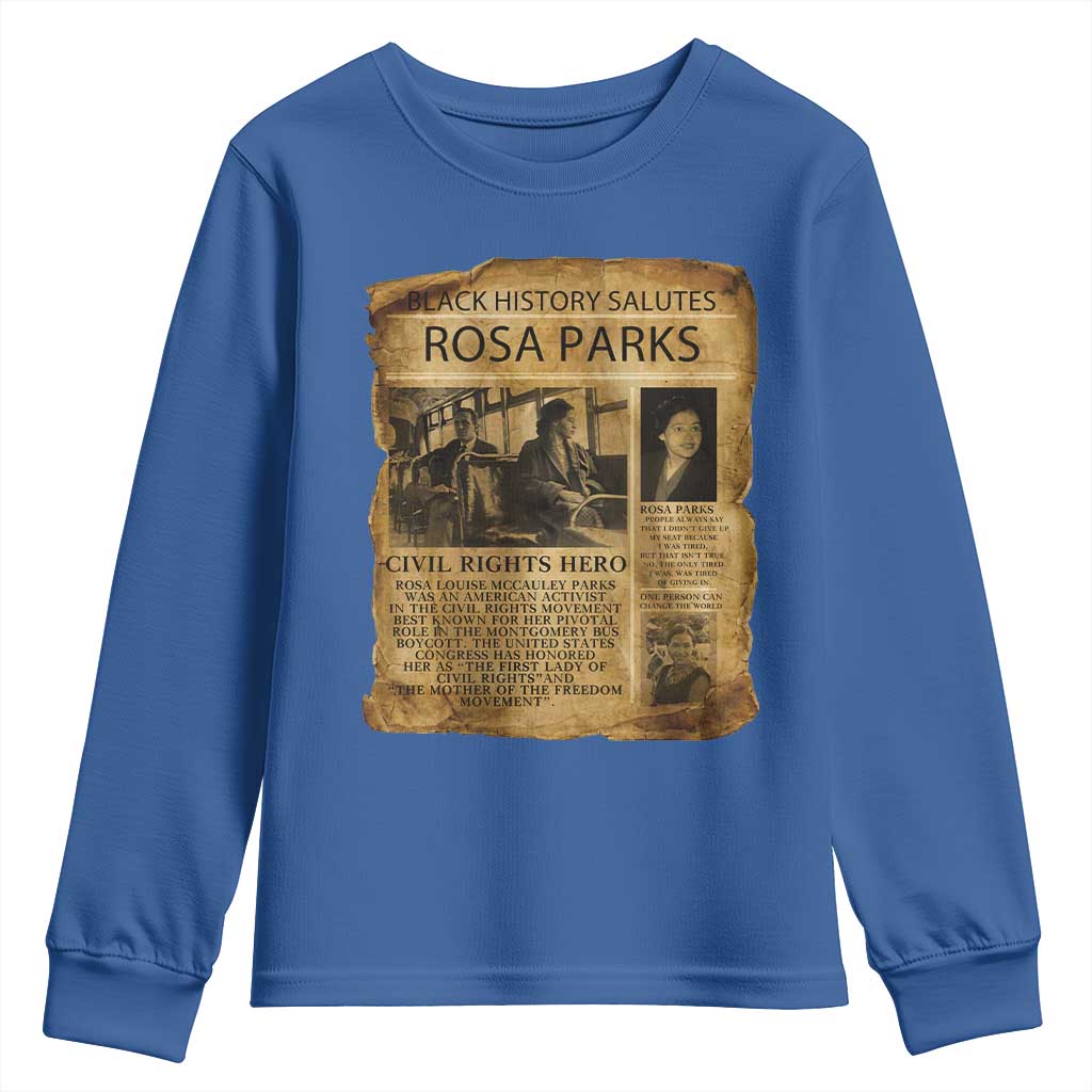 Rosa Parks Youth Sweatshirt Female Empowerment History Gift TS12 Royal Blue Print Your Wear