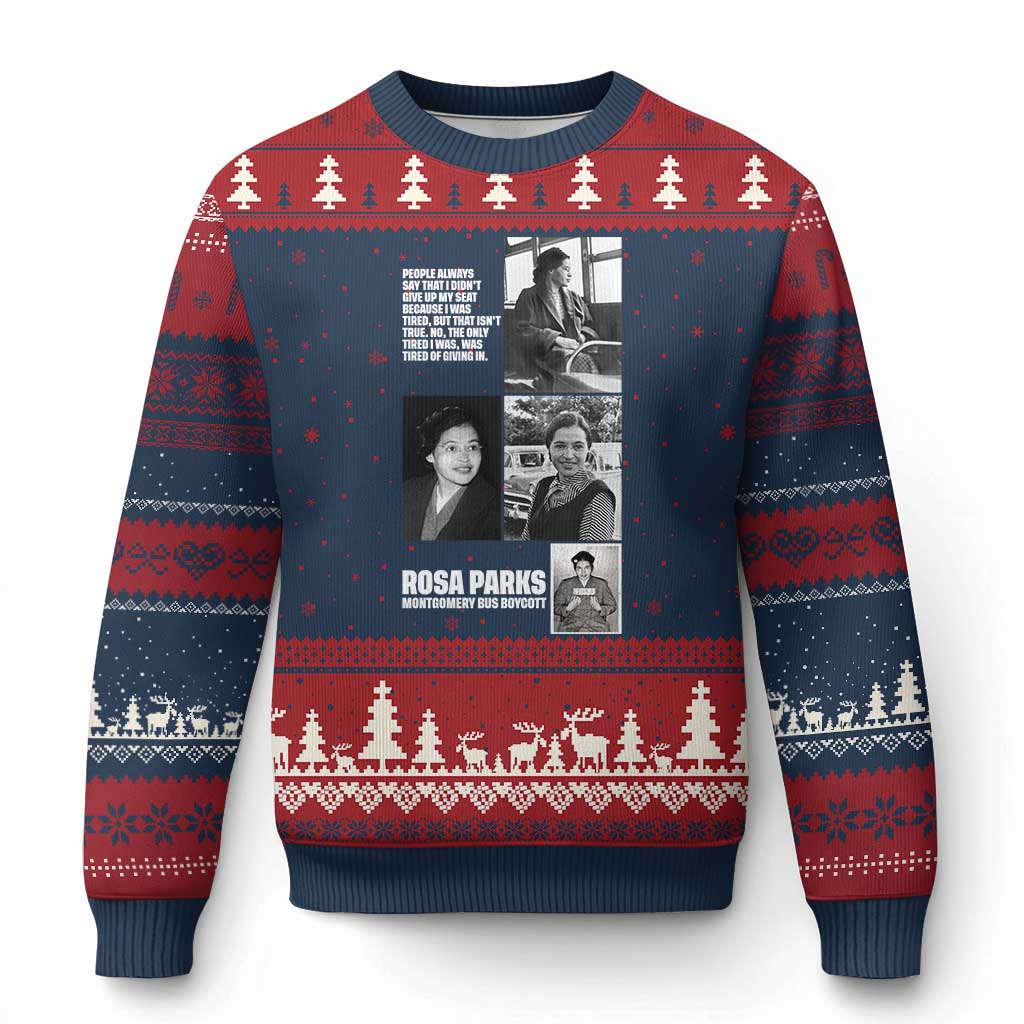 Rosa Parks Ugly Christmas Sweater Strong Black Woman Leader TS12 Navy Red Print Your Wear