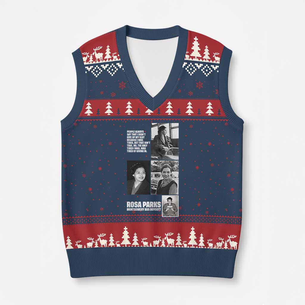 Rosa Parks V-Neck Knit Sweater Vest Strong Black Woman Leader TS12 Navy Red Print Your Wear