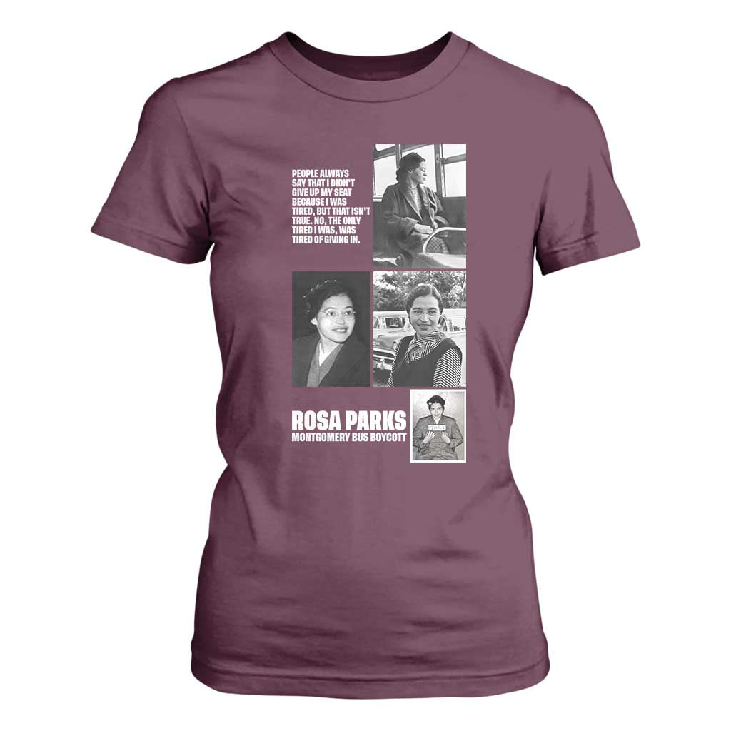 Rosa Parks T Shirt For Women Strong Black Woman Leader TS12 Maroon Print Your Wear
