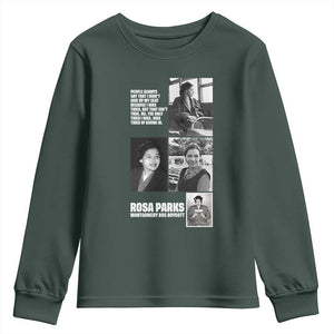 Rosa Parks Youth Sweatshirt Strong Black Woman Leader TS12 Dark Forest Green Print Your Wear