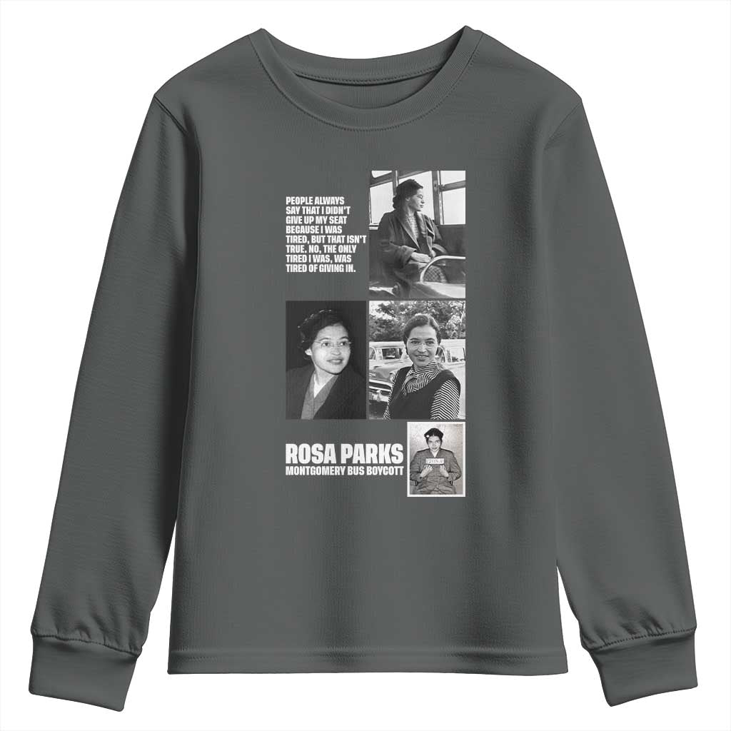 Rosa Parks Youth Sweatshirt Strong Black Woman Leader TS12 Dark Heather Print Your Wear