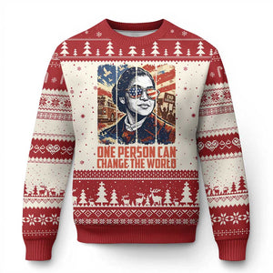 Rosa Parks Civil Rights Legacy Ugly Christmas Sweater One Person Can Change The World TS12 Beige Red Print Your Wear