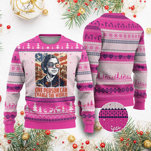 Rosa Parks Civil Rights Legacy Ugly Christmas Sweater One Person Can Change The World TS12 Hot Pink Print Your Wear