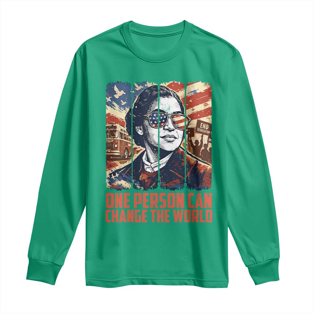 Rosa Parks Civil Rights Legacy Long Sleeve Shirt One Person Can Change The World TS12 Irish Green Print Your Wear