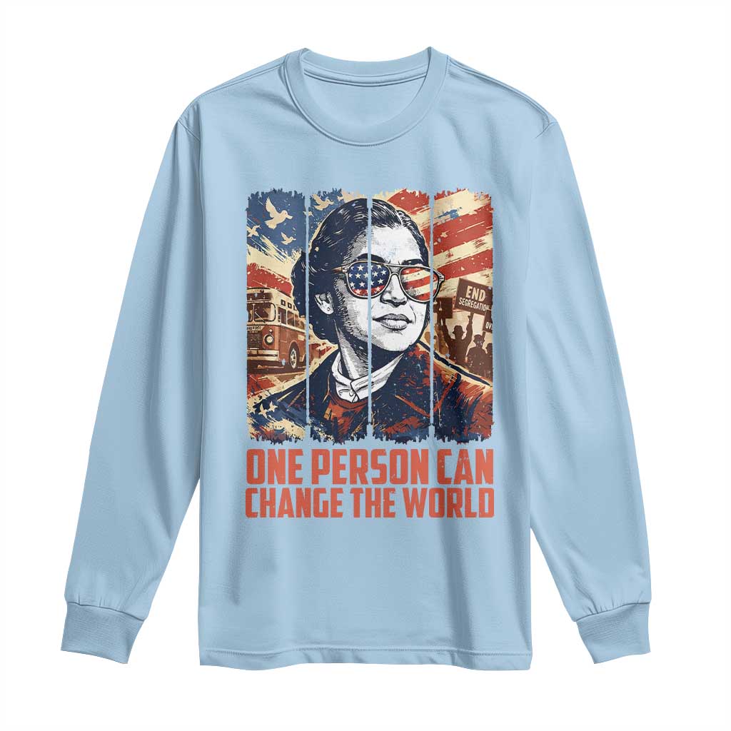 Rosa Parks Civil Rights Legacy Long Sleeve Shirt One Person Can Change The World TS12 Light Blue Print Your Wear